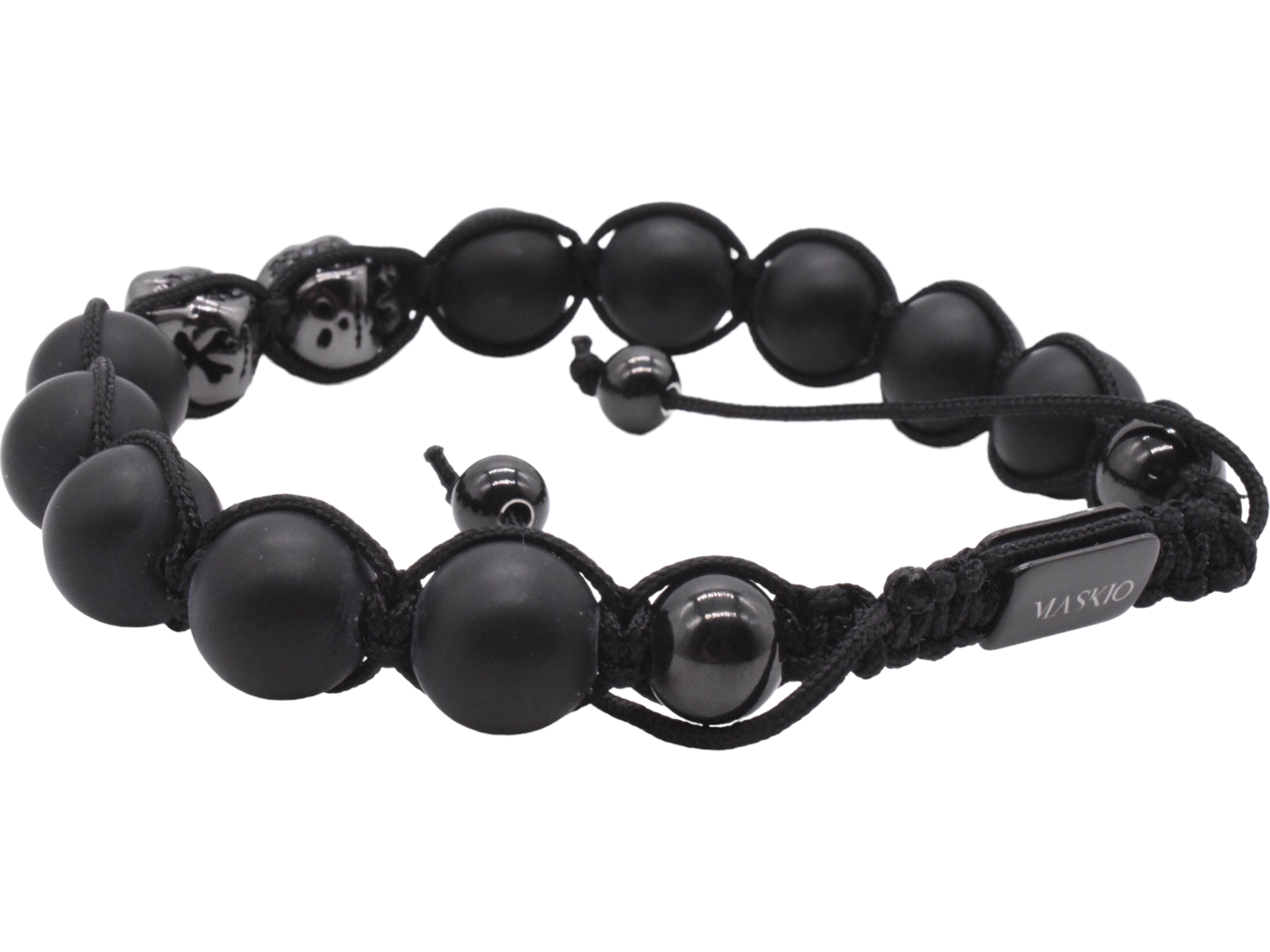 Black Onyx Macrame Nylon Cord Adjustable Wristband Double line Stone  Bracelet
